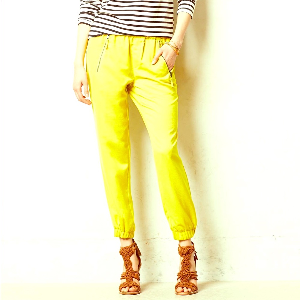 Cute Comfy Chartreuse Joggers from Anthro!